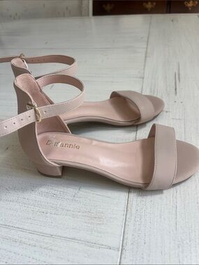 Dufannie Nude Blush Double-Ankle Strap Low Block Sandals